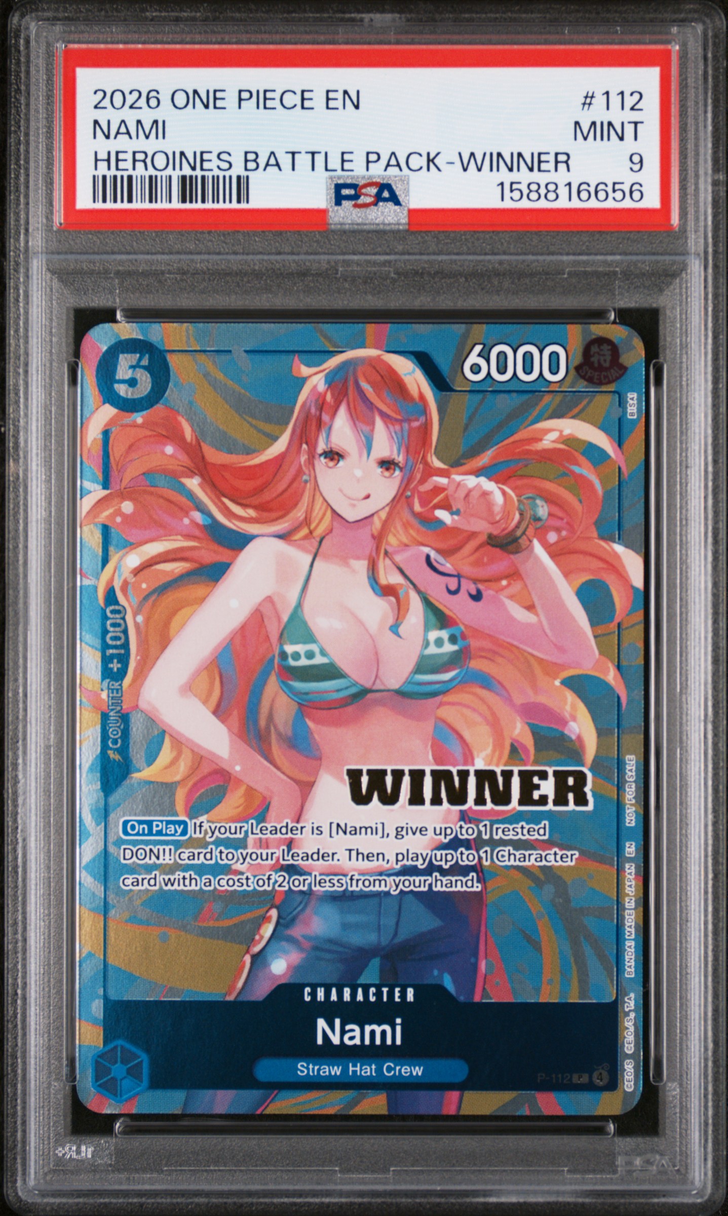 2026 #112 Nami PSA 9 One Piece Heroines Battle Pack