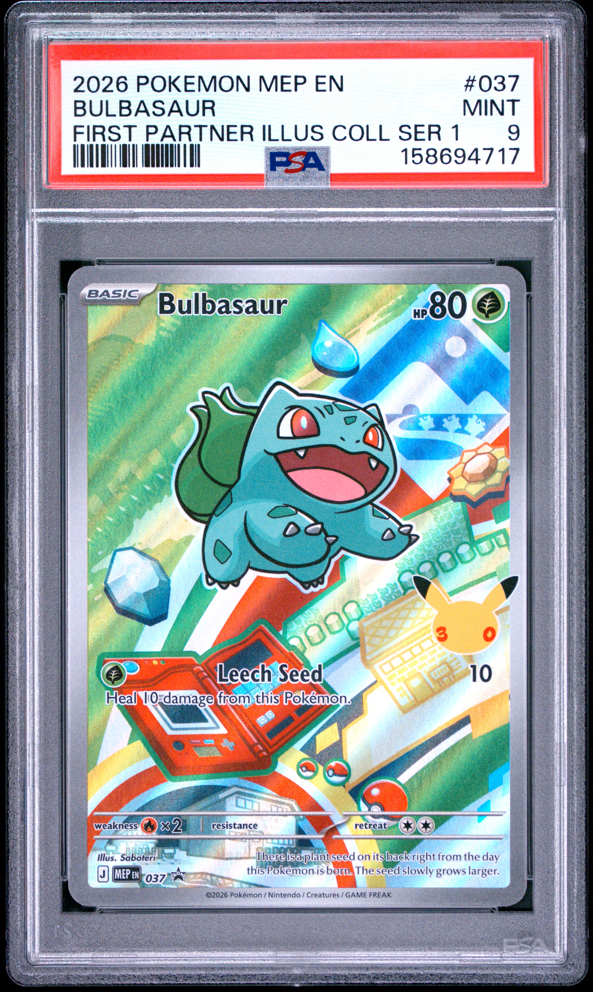 2026 #037 Bulbasaur PSA 9 Mep EN-Me Black Star Promo