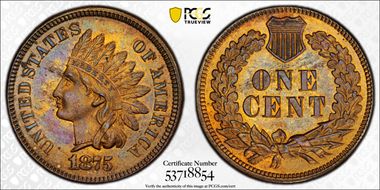 1875 1C MS63RB