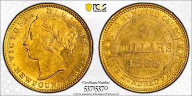 1888 $2 D-3 Dot L&R of NFLD MS62