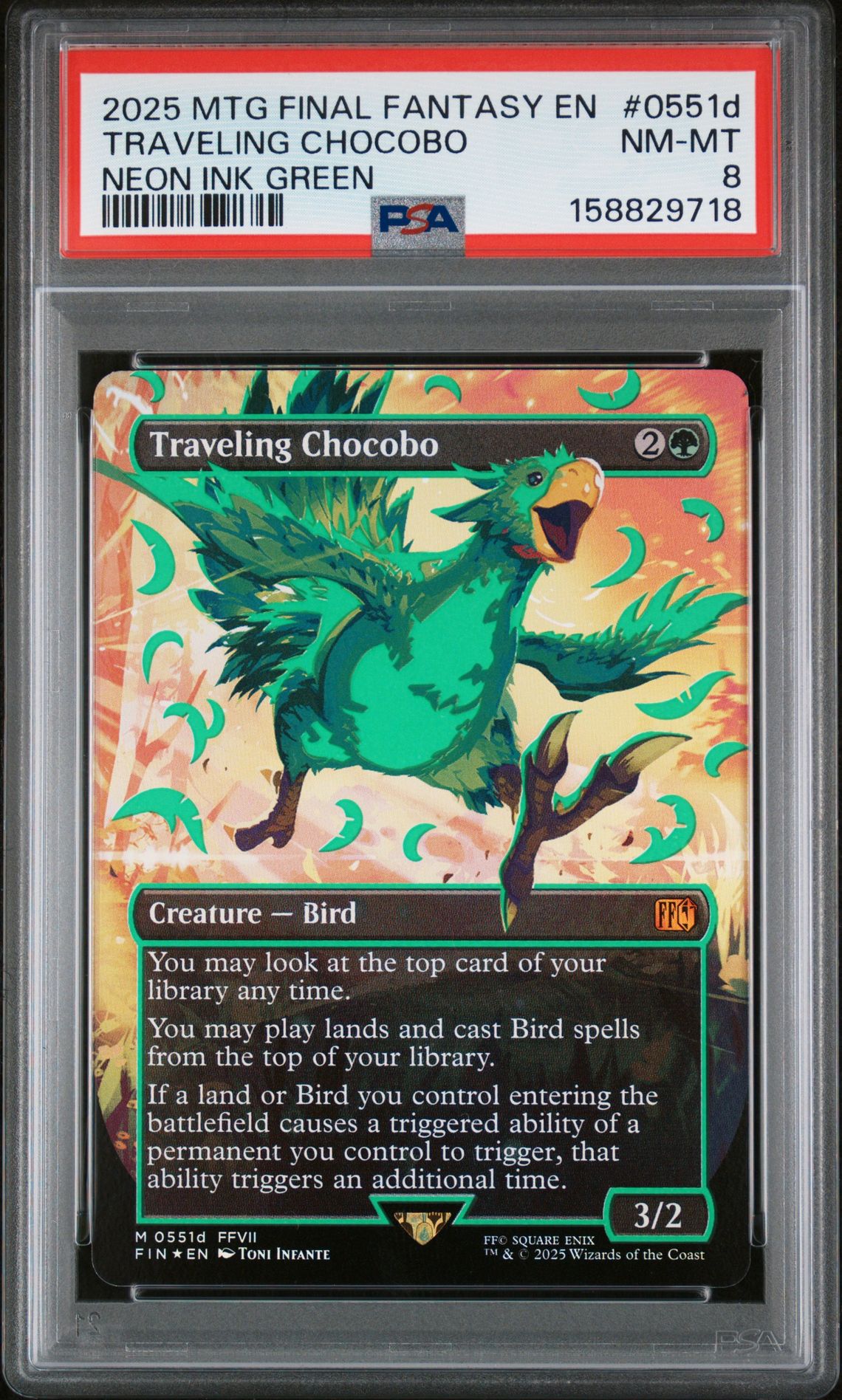 2025 MTG MAGIC THE GATHERING FINAL FANTASY NEON INK GREEN #0551D Traveling Chocobo front