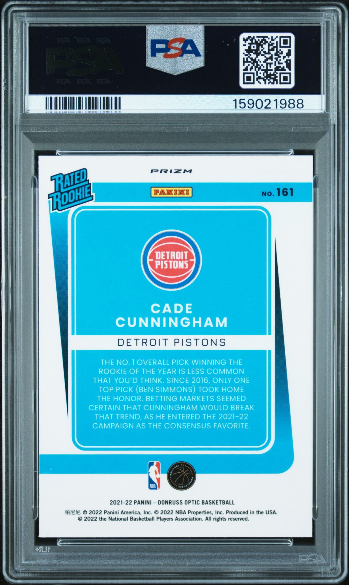 2021 Panini Donruss Optic Cade Cunningham #161 (Holo) Nm-Mt 8 back