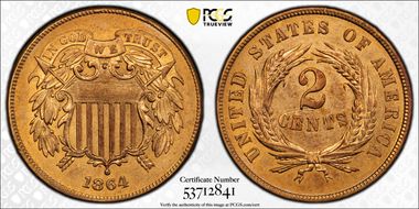 1864 2C Large Motto N1BN