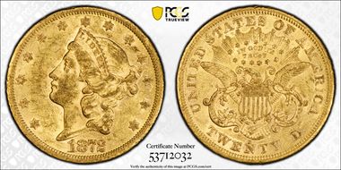 1872-S $20 AU53