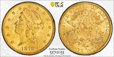1878-S $20 AU58