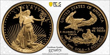 1996-W $5 Gold Eagle PR69DCAM