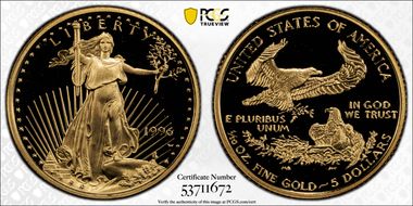 1996-W $5 Gold Eagle PR70DCAM