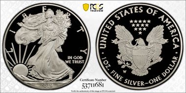 2019-W $1 Silver Eagle PR70DCAM