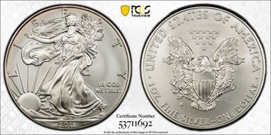 2011-W $1 Burnished Silver Eagle SP70