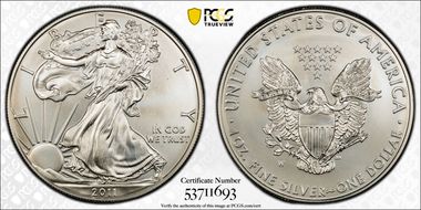 2011-W $1 Burnished Silver Eagle SP69