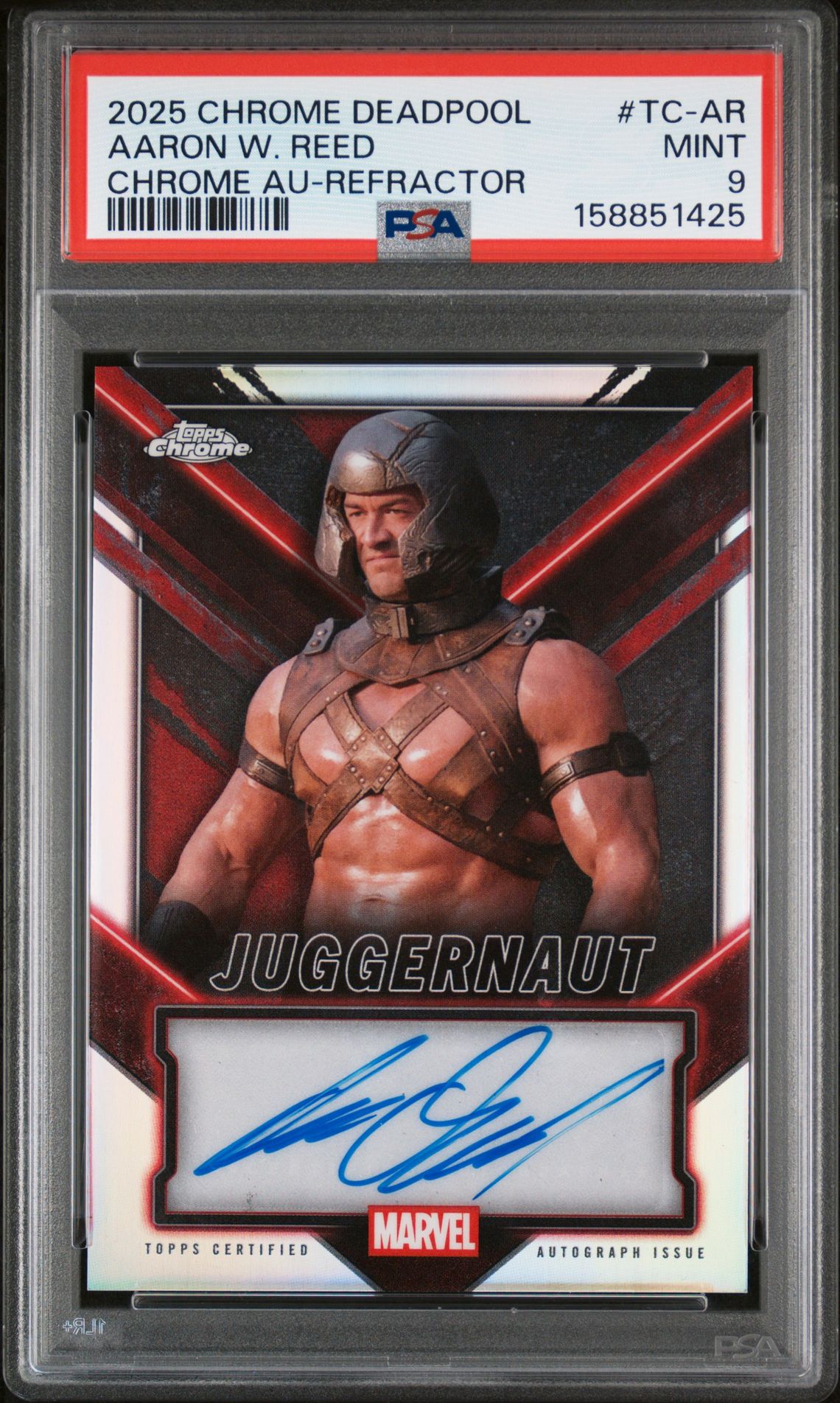 2025 Topps Chrome TOPPS CHROME DEADPOOL CHROME AUTOGRAPHS REFRACTOR #TC-AR Aaron W. Reed front