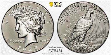 2023-S $1 Peace Dollar Rev PR Two-Coin Reverse Proof Set PR68