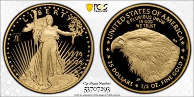 2026-W $25 Gold Eagle w/ Liberty Bell 250 Privy PR69DCAM