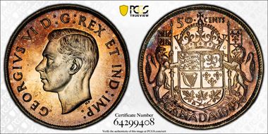 1945 50C Narrow Date MS64