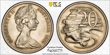 1966(L) 20C Wavy "2" AU53