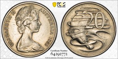 1966(L) 20C Wavy "2" AU50