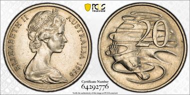1966(L) 20C Wavy "2" AU58