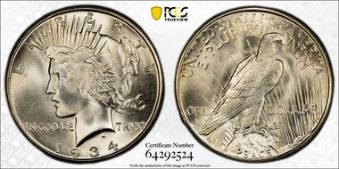 1934-S $1 MS65