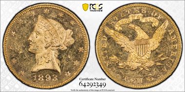1893 $10 MS62PL