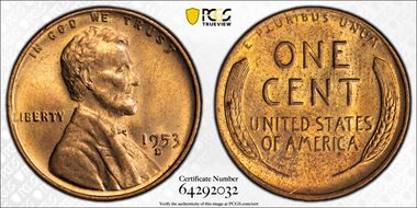 1953-D 1C MS64RB