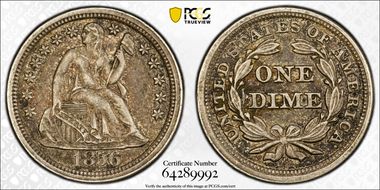 1856 10C Large Date AU53