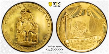 (1961-63)Mo Medal Grove-P-378 Emiliano Zapata Au MS65