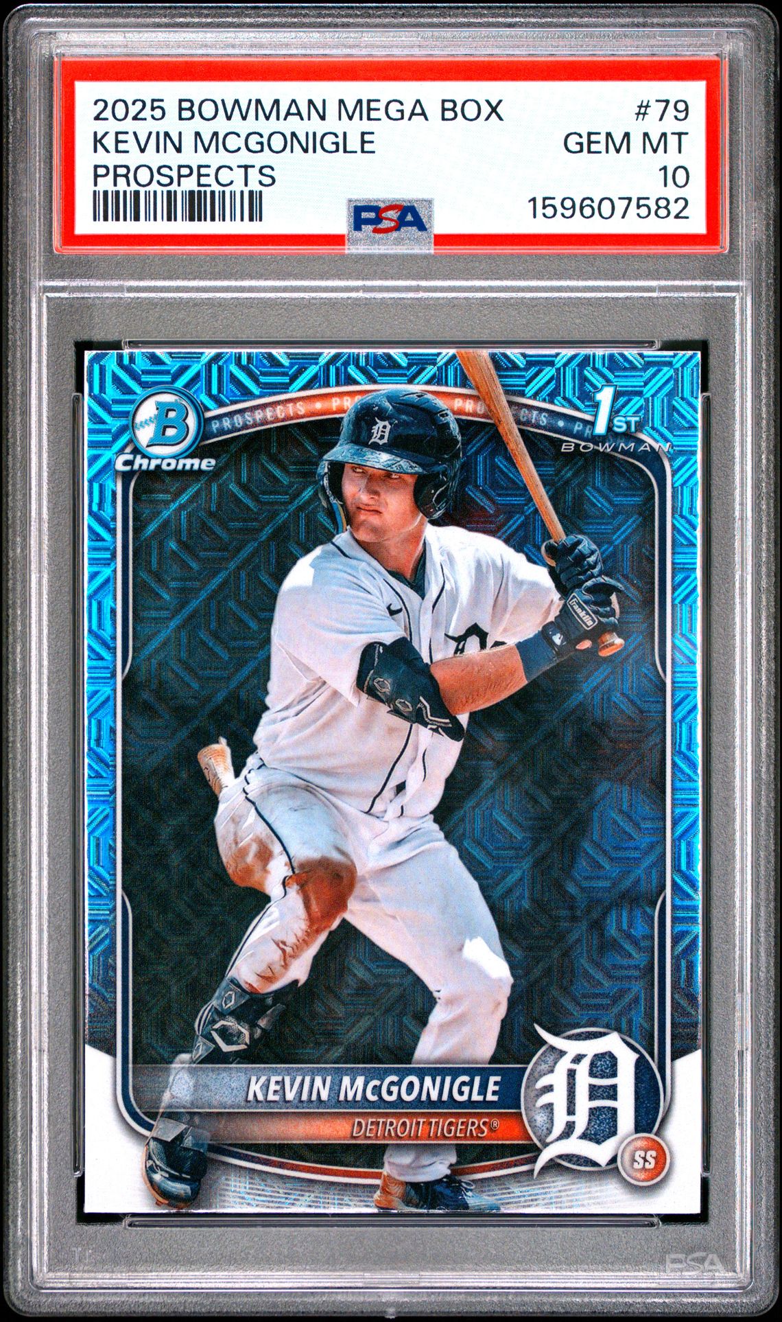 2025 Bowman Mega Box Chrome Prospects Kevin Mcgonigle #79 Gem Mt 10 front view - PSA graded GEM MT 10