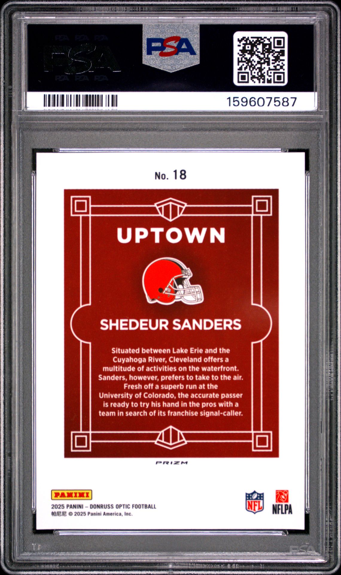 2025 Panini Donruss Optic Uptown Shedeur Sanders #18 Nm-Mt 8 back