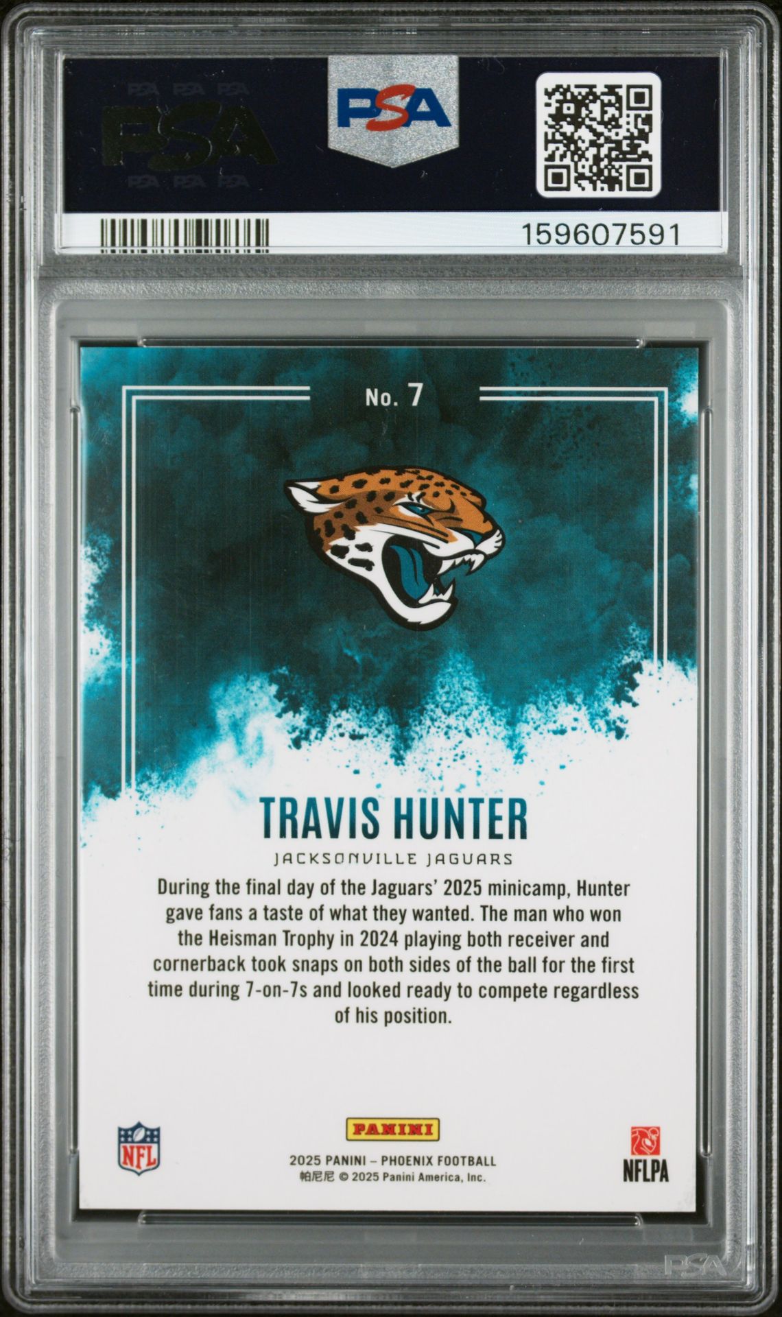 2025 Panini Phoenix Color Blast Travis Hunter #7 Gem Mt 10 back