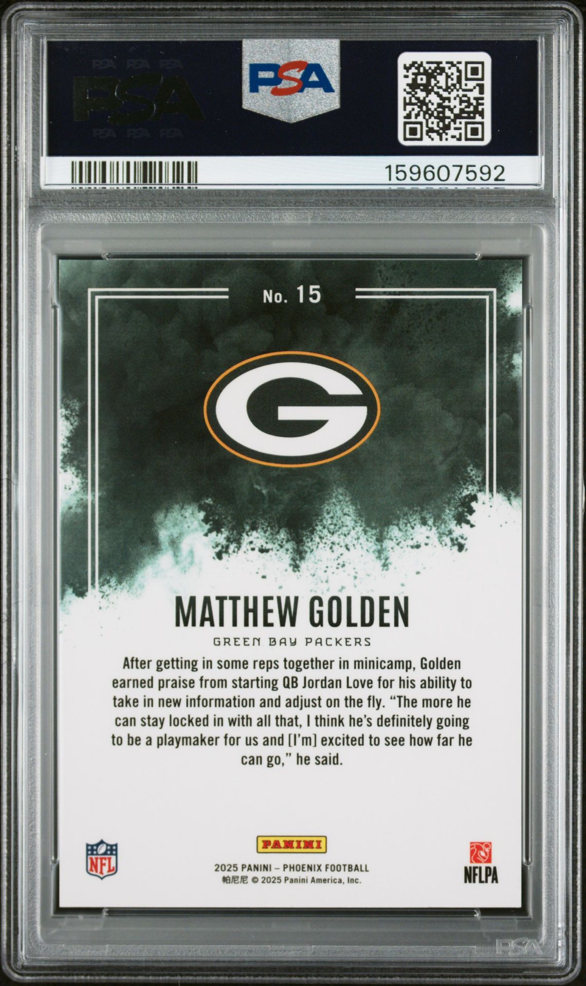 2025 Panini Phoenix Color Blast Matthew Golden #15 Mint 9 back