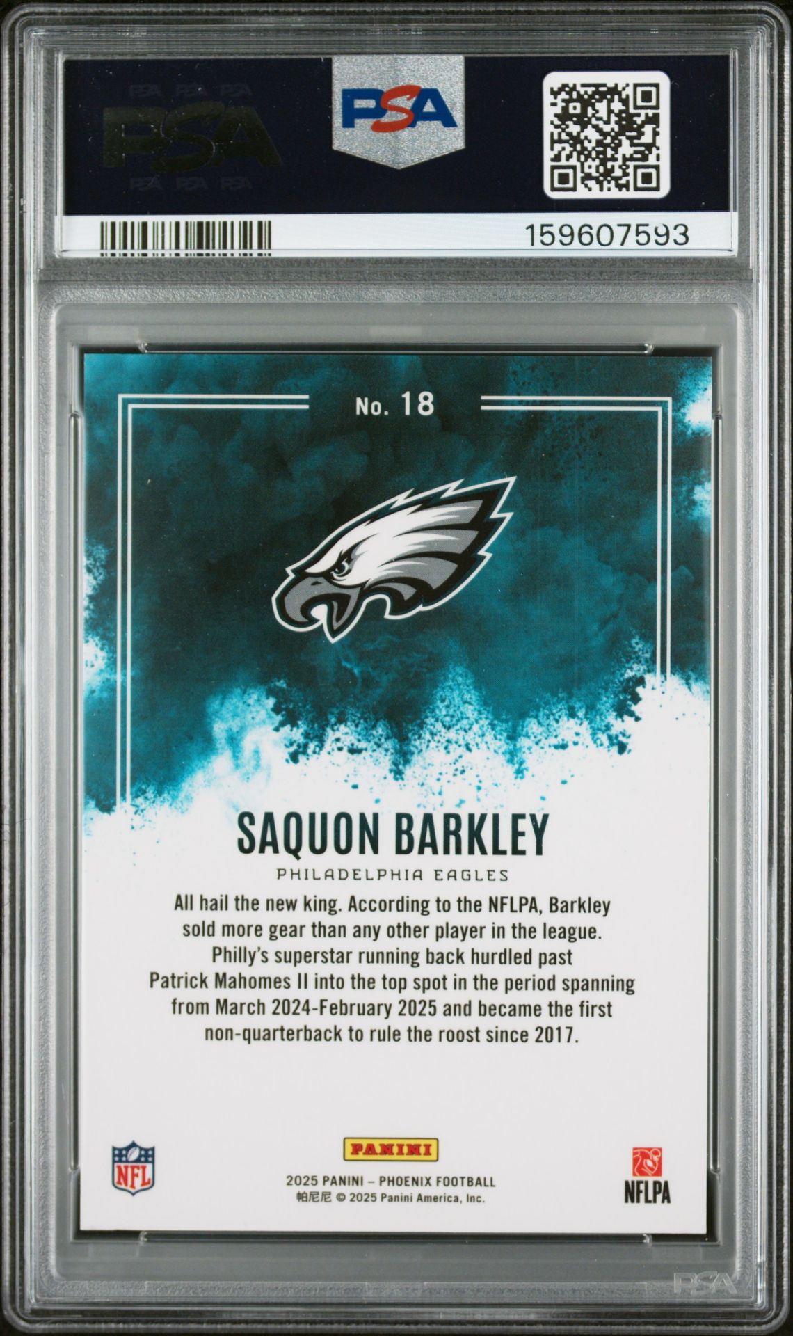 2025 Panini Phoenix Color Blast Saquon Barkley #18 Mint 9 back
