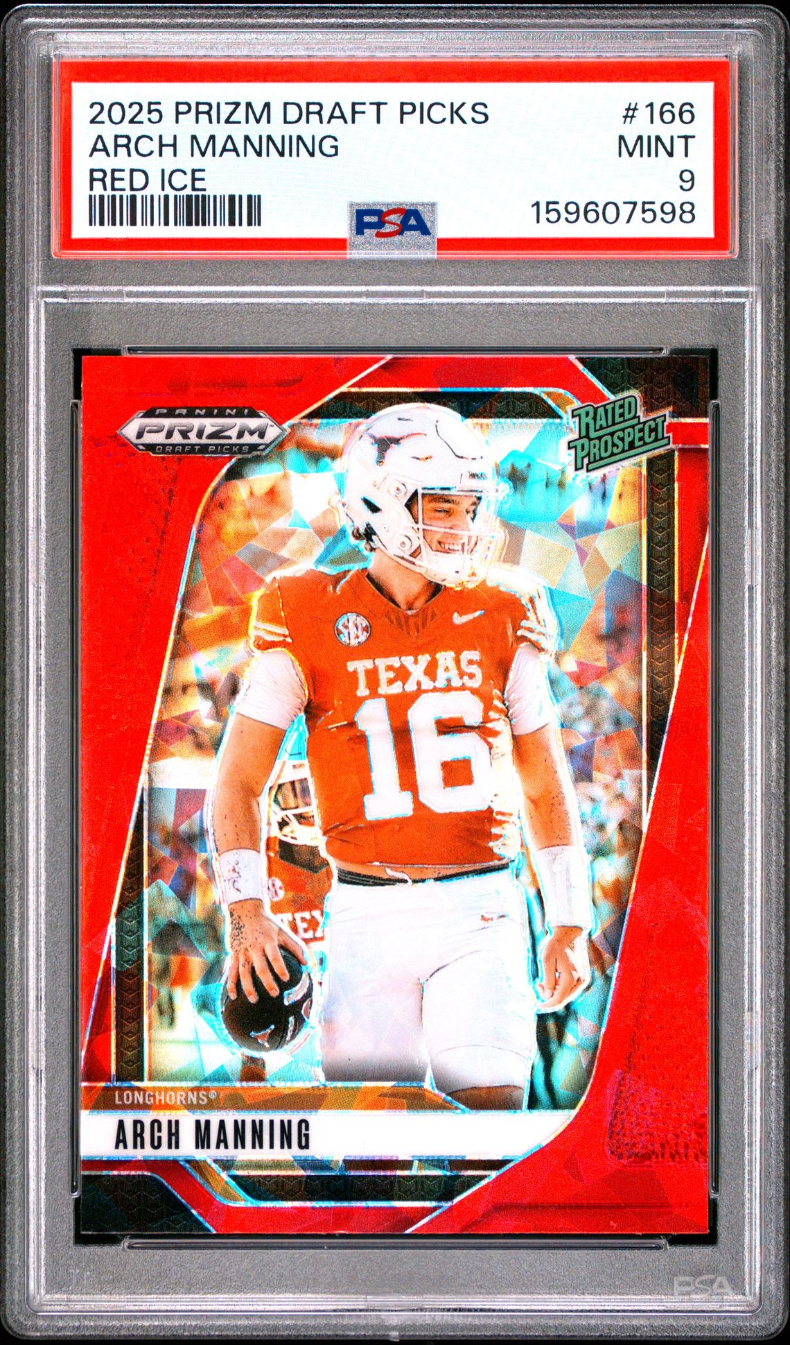2025 Panini Prizm Draft Picks Arch Manning #166 (Red Ice) Mint 9 front
