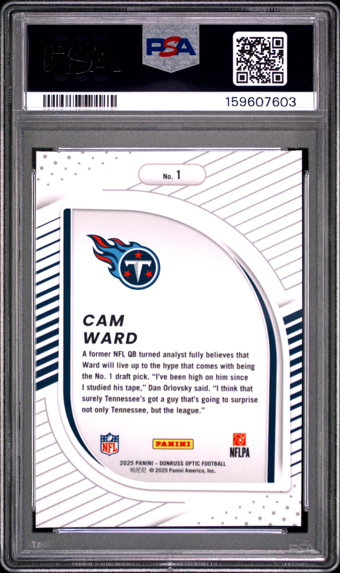 2025 Panini Donruss Optic Hidden Potential Cam Ward #1 Mint 9 back