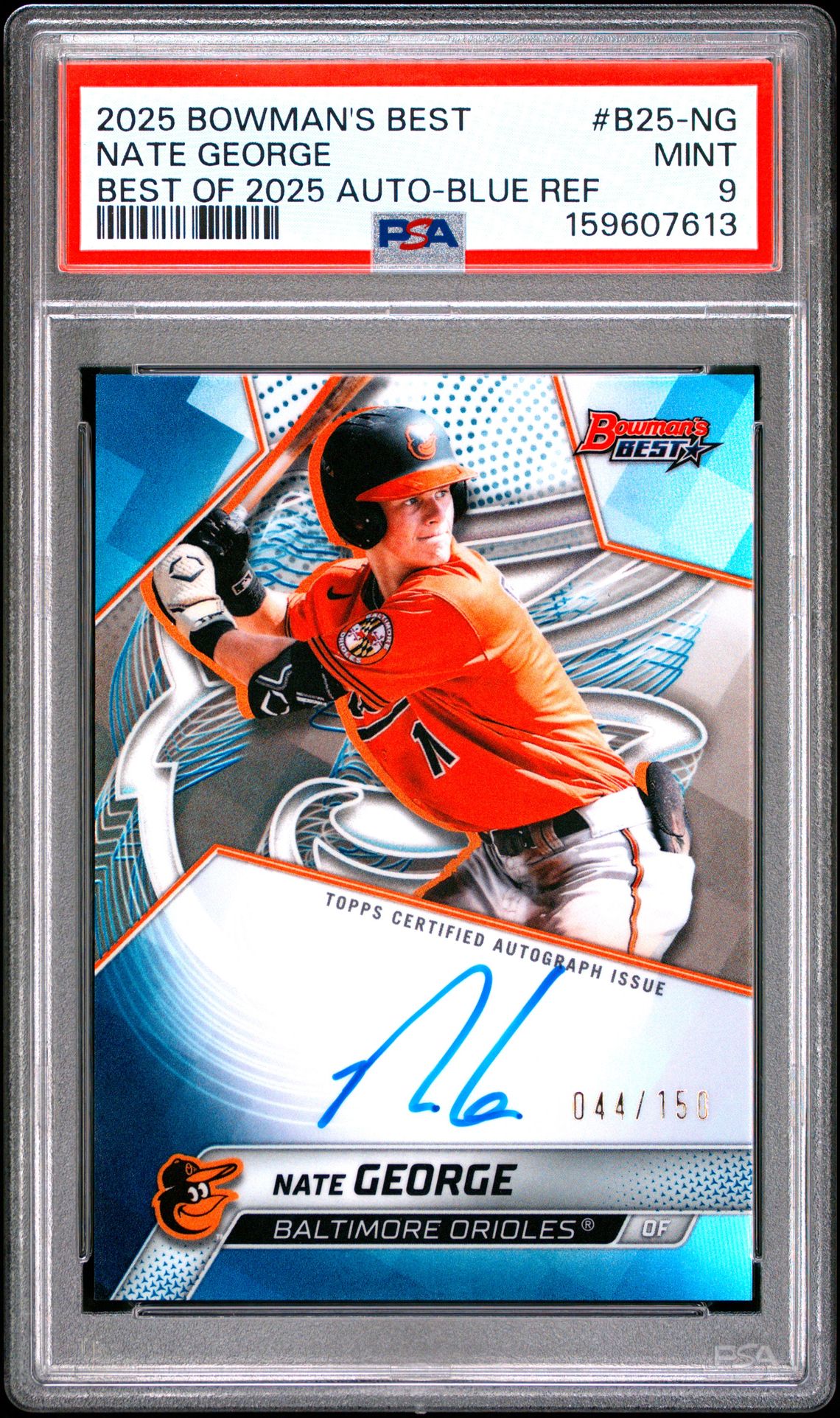 2025 Bowman's Best Best Of 2025 Autographs Nate George #B25-Ng (Best Of 2025 Auto-Blue Ref) Mint 9 front