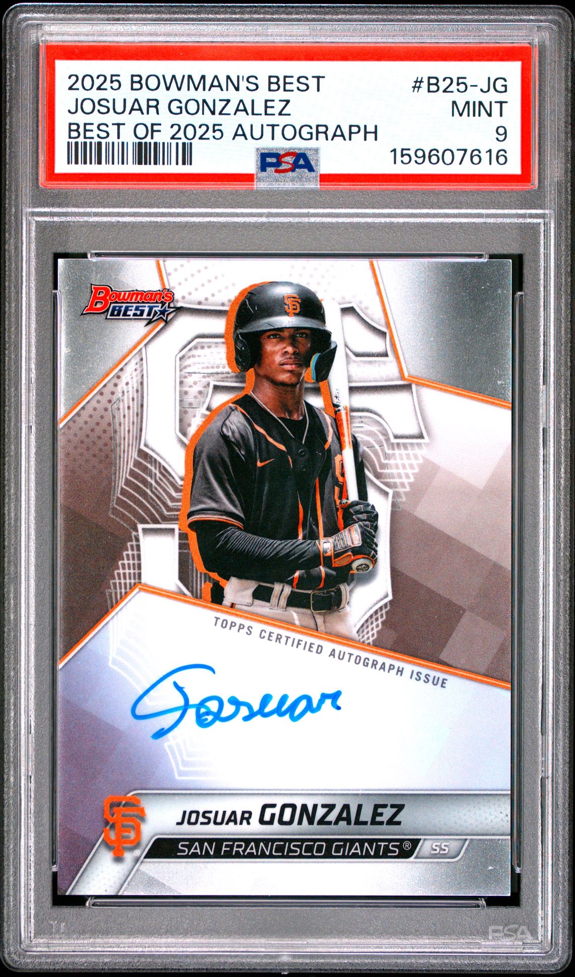 2025 Bowman's Best Best Of 2025 Autographs Josuar Gonzalez #B25-Jg Mint 9 front