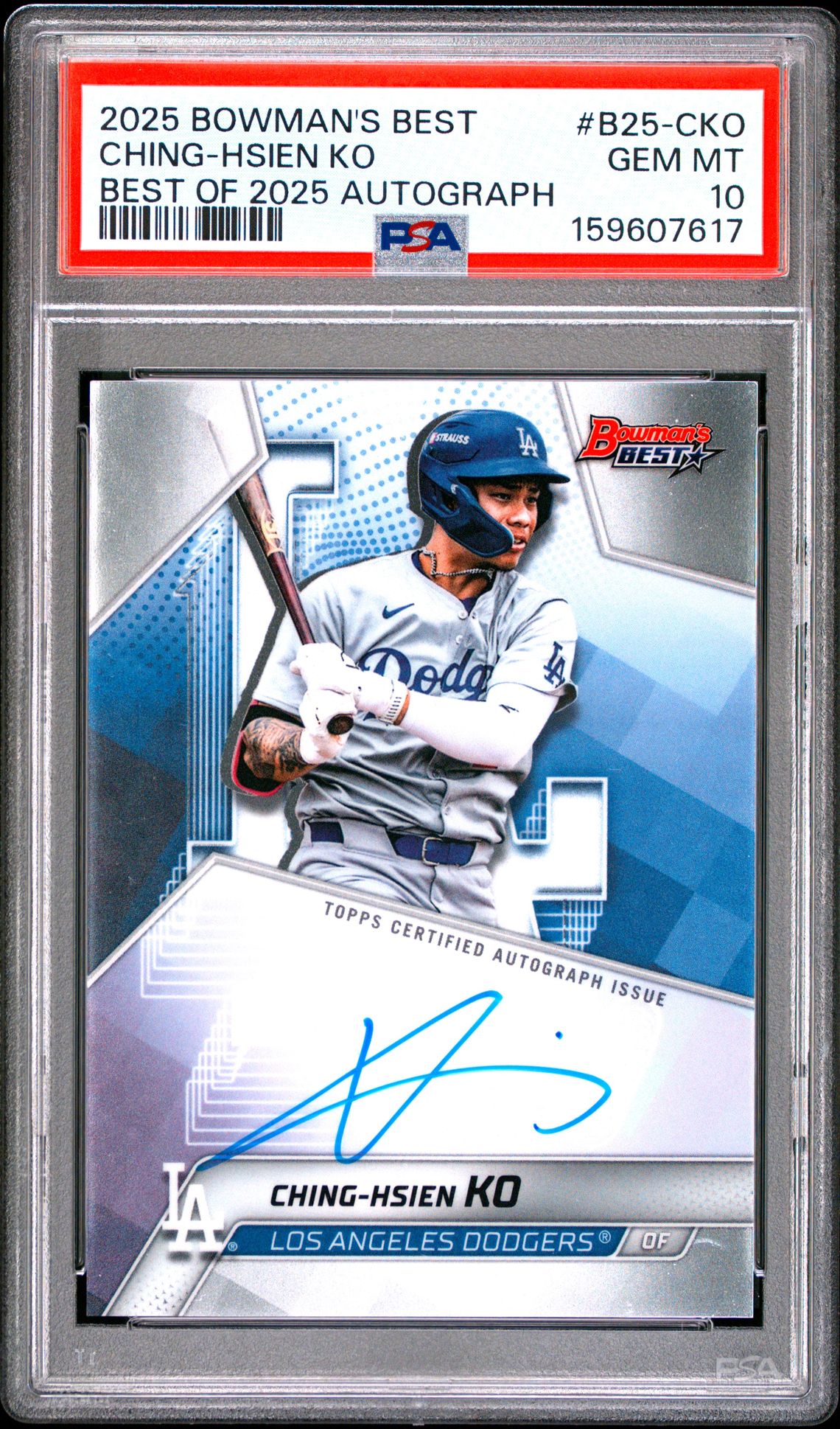 2025 Bowman's Best Best Of 2025 Autographs Ching-Hsien Ko #B25-Cko Gem Mt 10 front view - PSA graded GEM MT 10