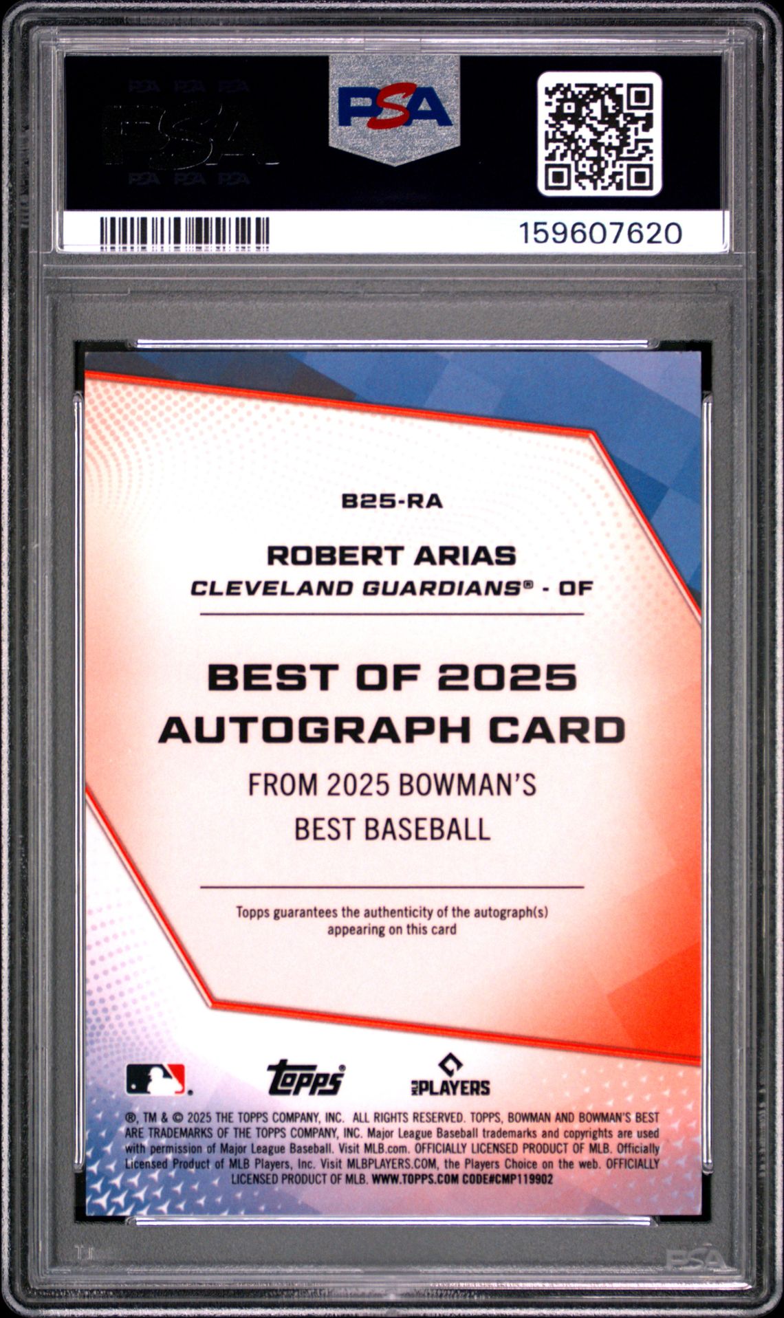 2025 Bowman's Best Best Of 2025 Autographs Robert Arias #B25-Ra Ex-Mt 6 back