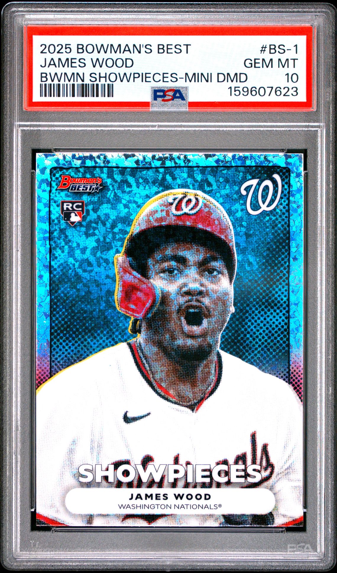 2025 Bowman's Best Bowman Showpieces James Wood #Bs-1 (Bwmn Showpieces-Mini Dmd) Gem Mt 10 front view - PSA graded GEM MT 10