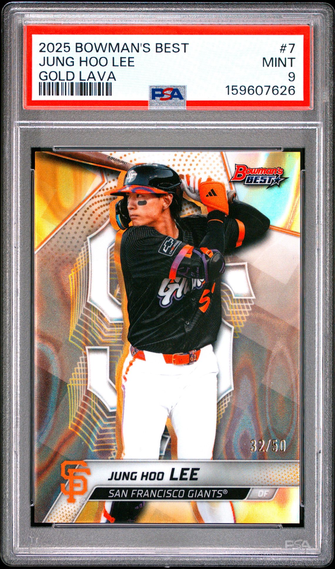 2025 Bowman's Best Jung Hoo Lee #7 (Gold Lava) Mint 9 front