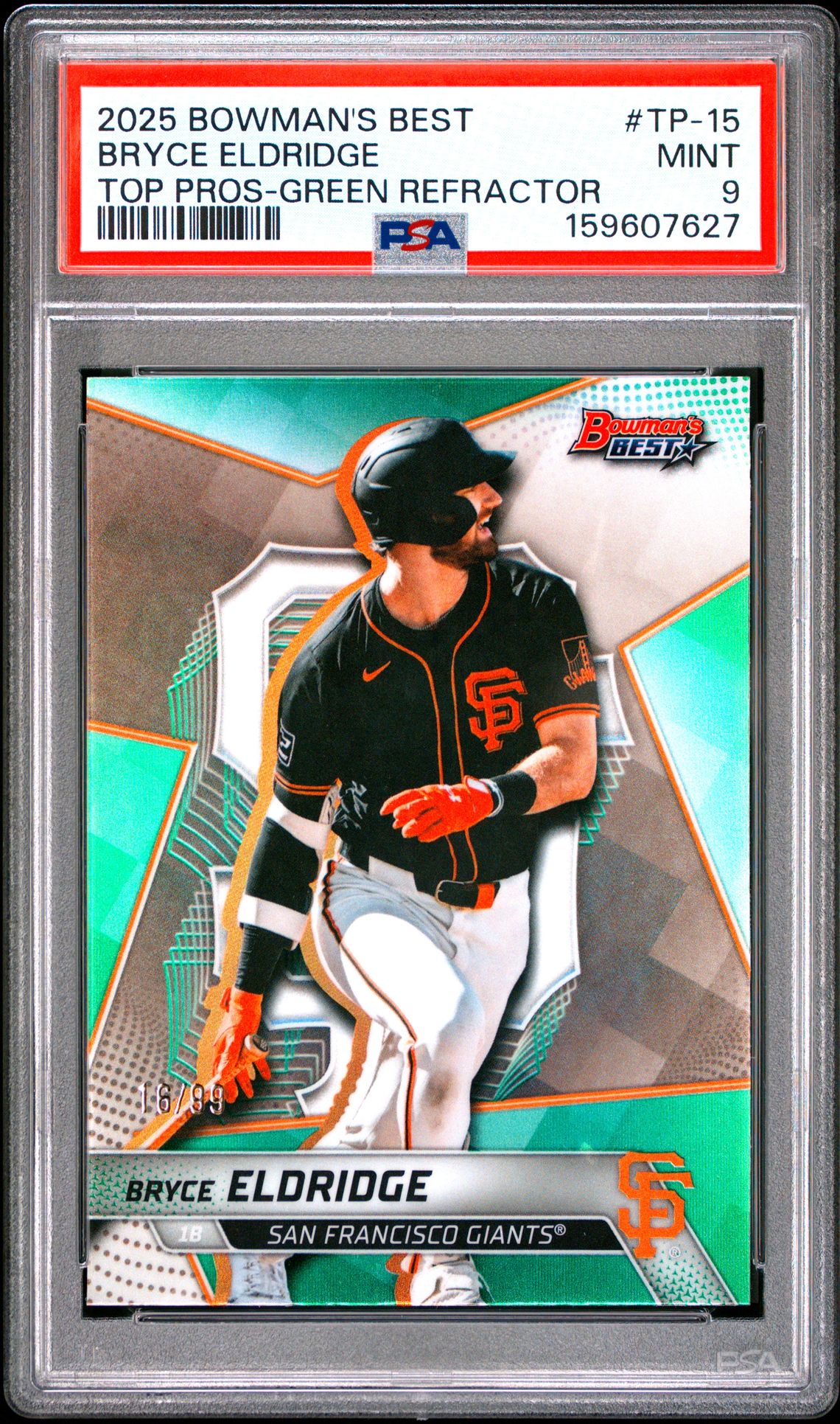 2025 Bowman's Best Top Prospects Bryce Eldridge #Tp-15 (Top Pros-Green Refractor) Mint 9 front