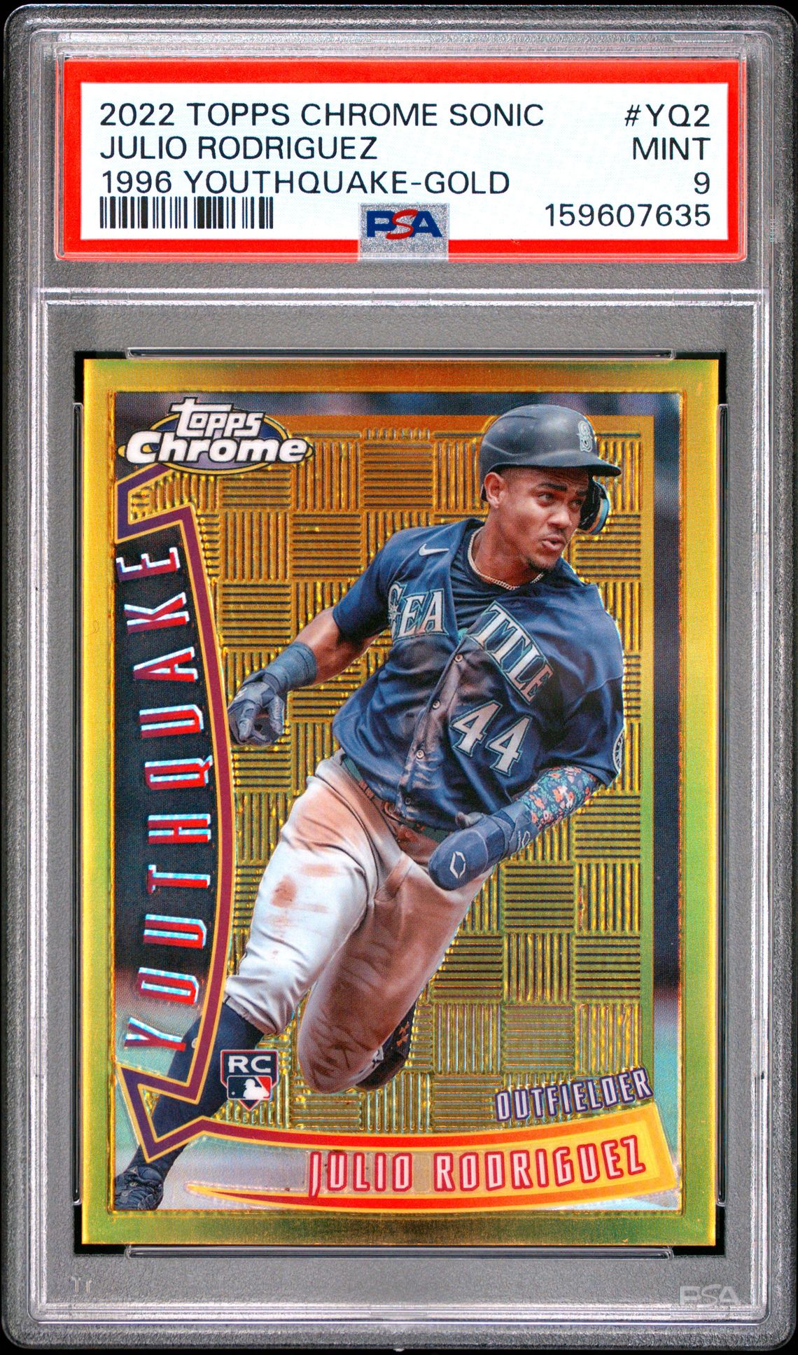 2022 Topps Chrome Sonic 1996 Youthquake Julio Rodriguez #Yq2 (1996 Youthquake-Gold) Mint 9 front