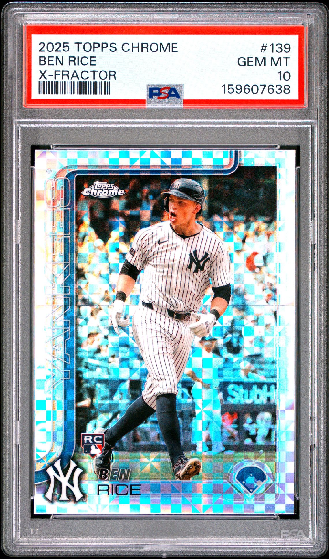 2025 Topps Chrome Ben Rice #139 (X-Fractor) Gem Mt 10 front