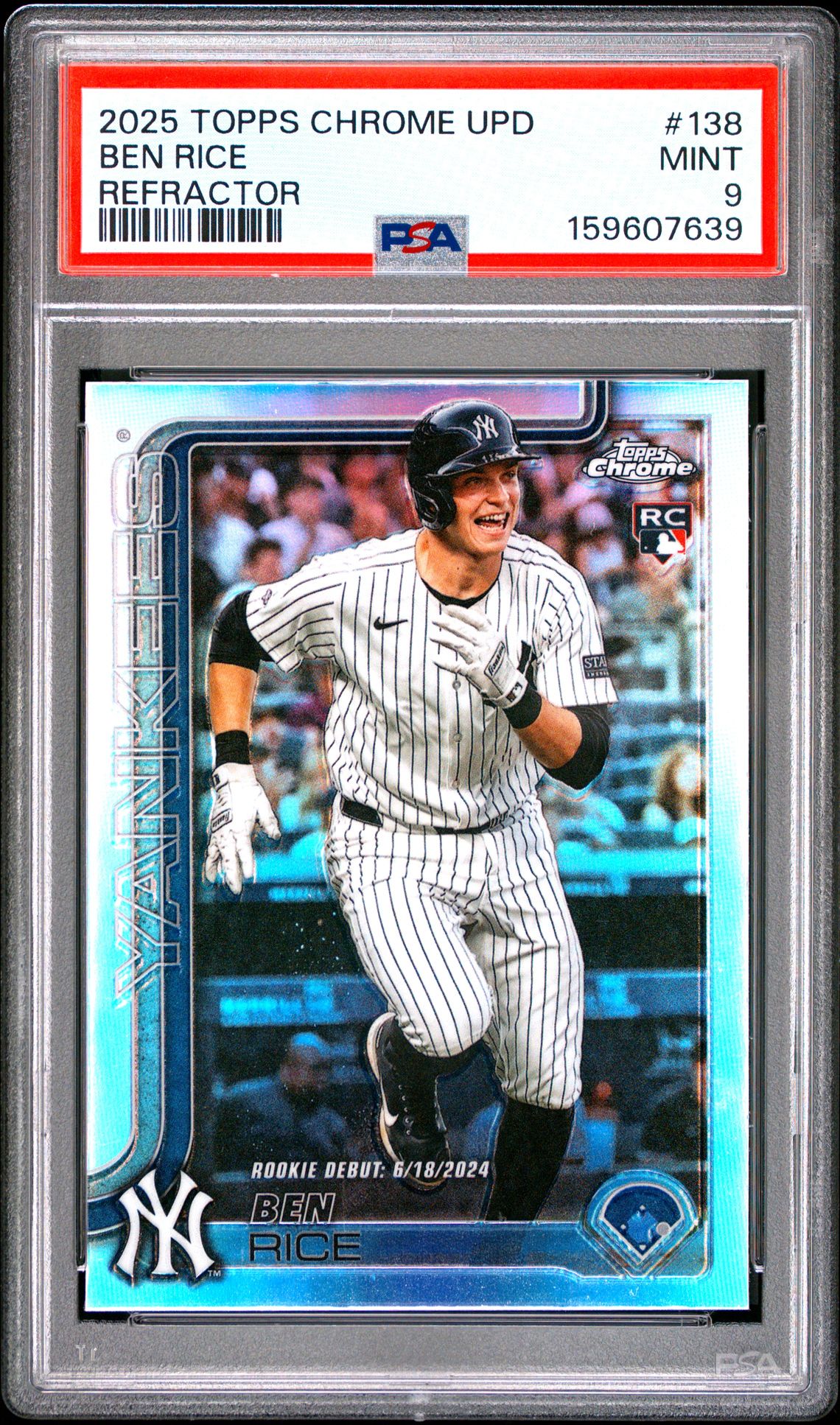 2025 Topps Chrome Update Ben Rice #138 (Refractor) Mint 9 front