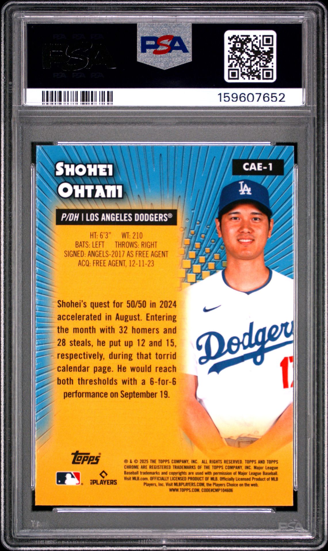 2025 Topps Chrome All Etch Shohei Ohtani #Cae1 Ex-Mt 6 back