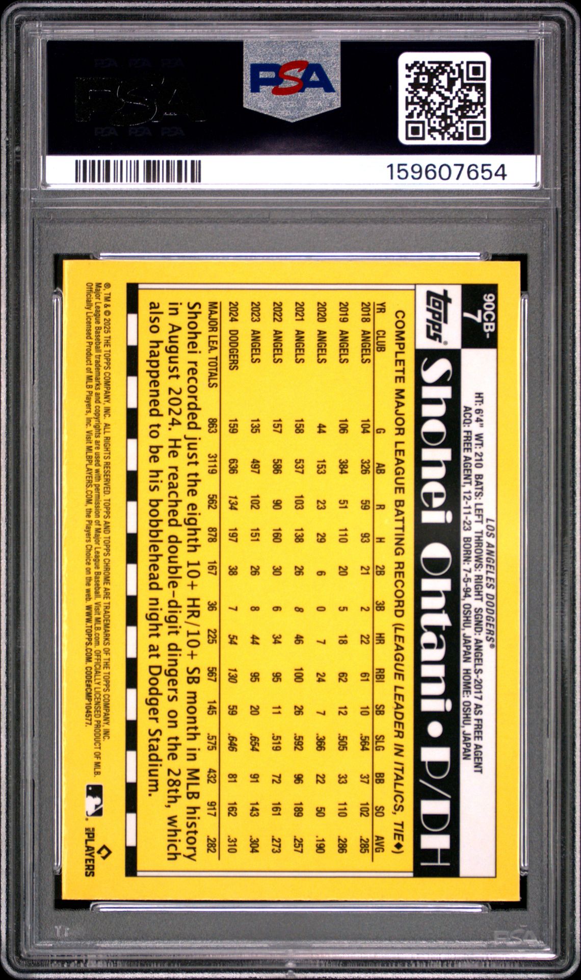 2025 Topps Chrome 1990 Topps Shohei Ohtani #90Cb7 Mint 9 back