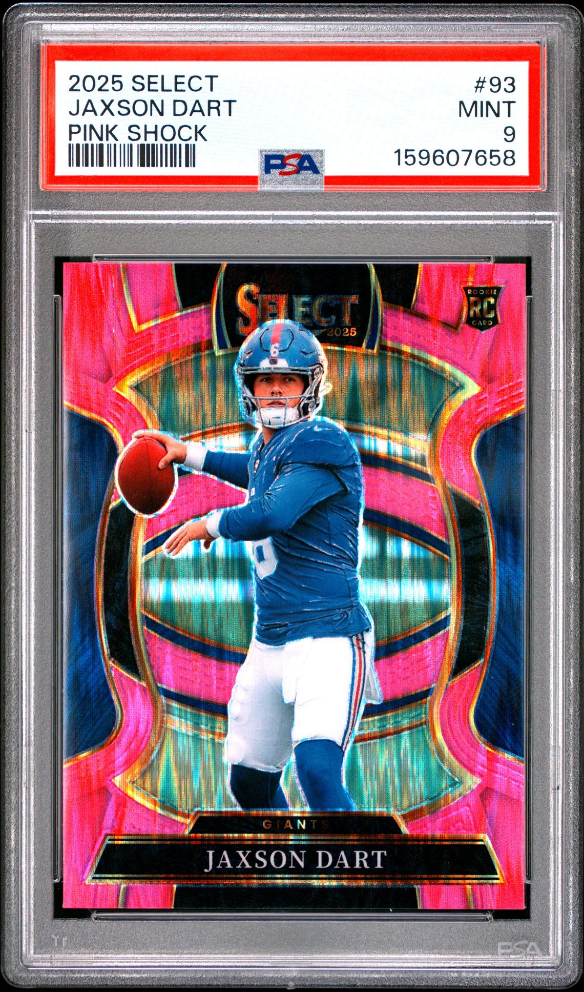 2025 Panini Select Jaxson Dart #93 (Pink Shock) Mint 9 front