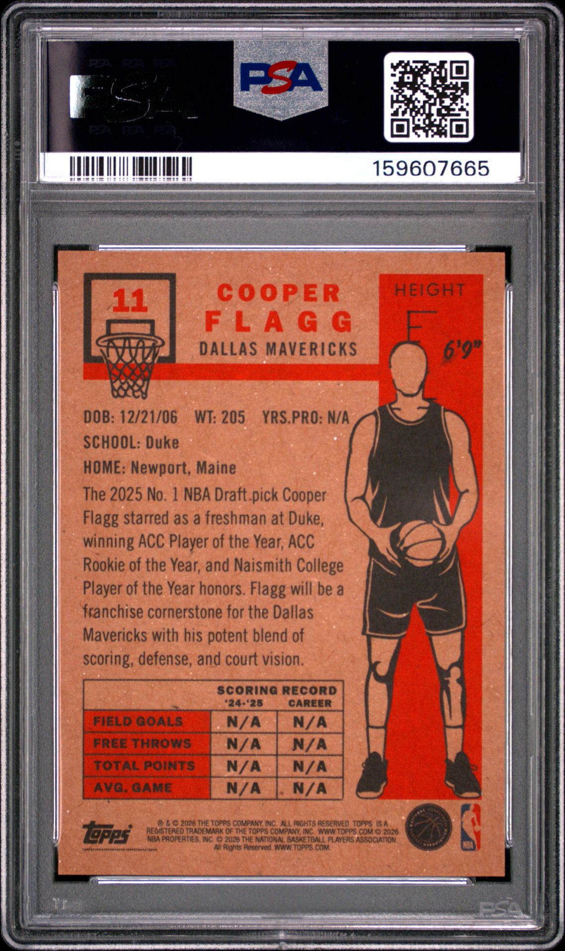 2026 Topps Living Cooper Flagg #11 Mint 9 back