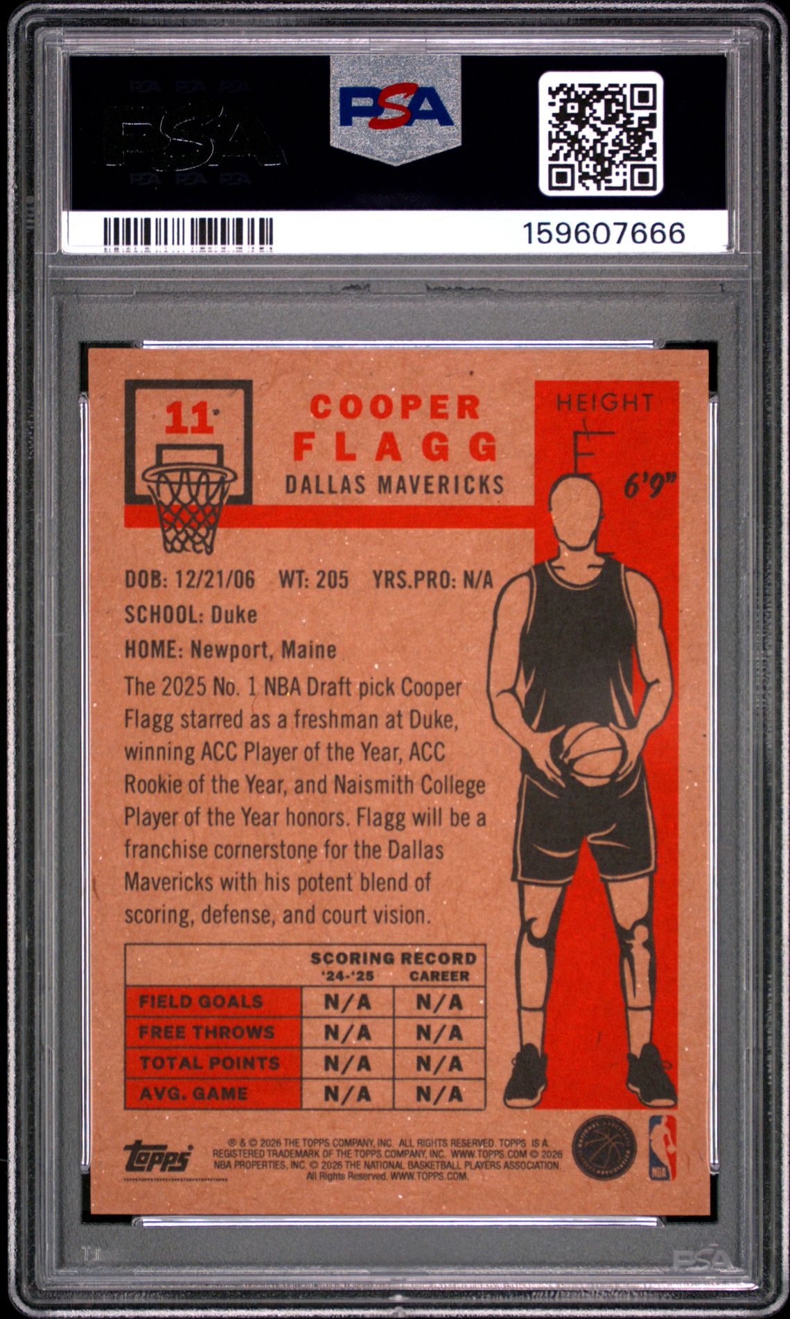 2026 Topps Living Cooper Flagg #11 Mint 9 back