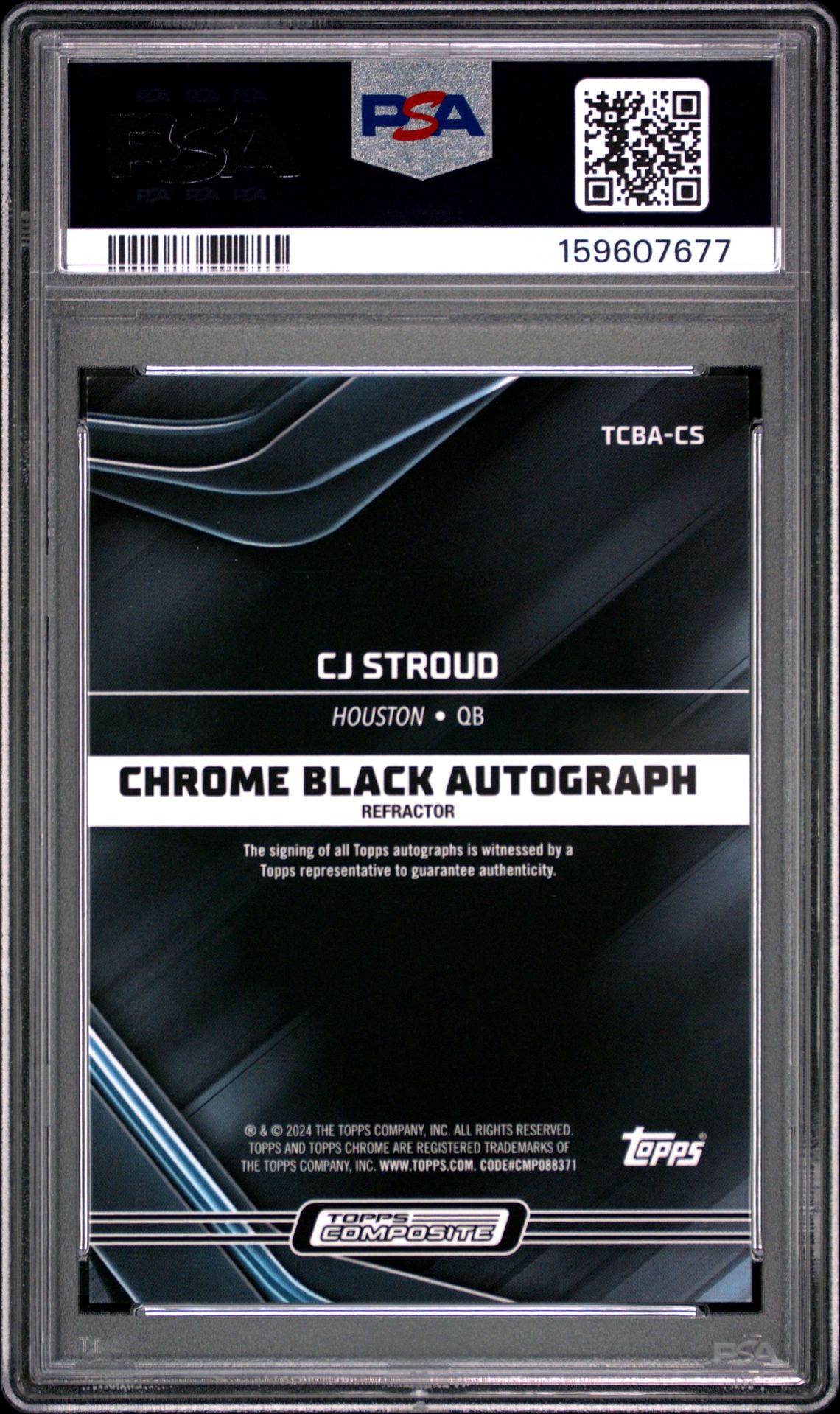 2023 Topps Composite Topps Chrome Black Autographs Cj Stroud #Tcbacs (Chrome Black Auto-Ref) Mint 9 back