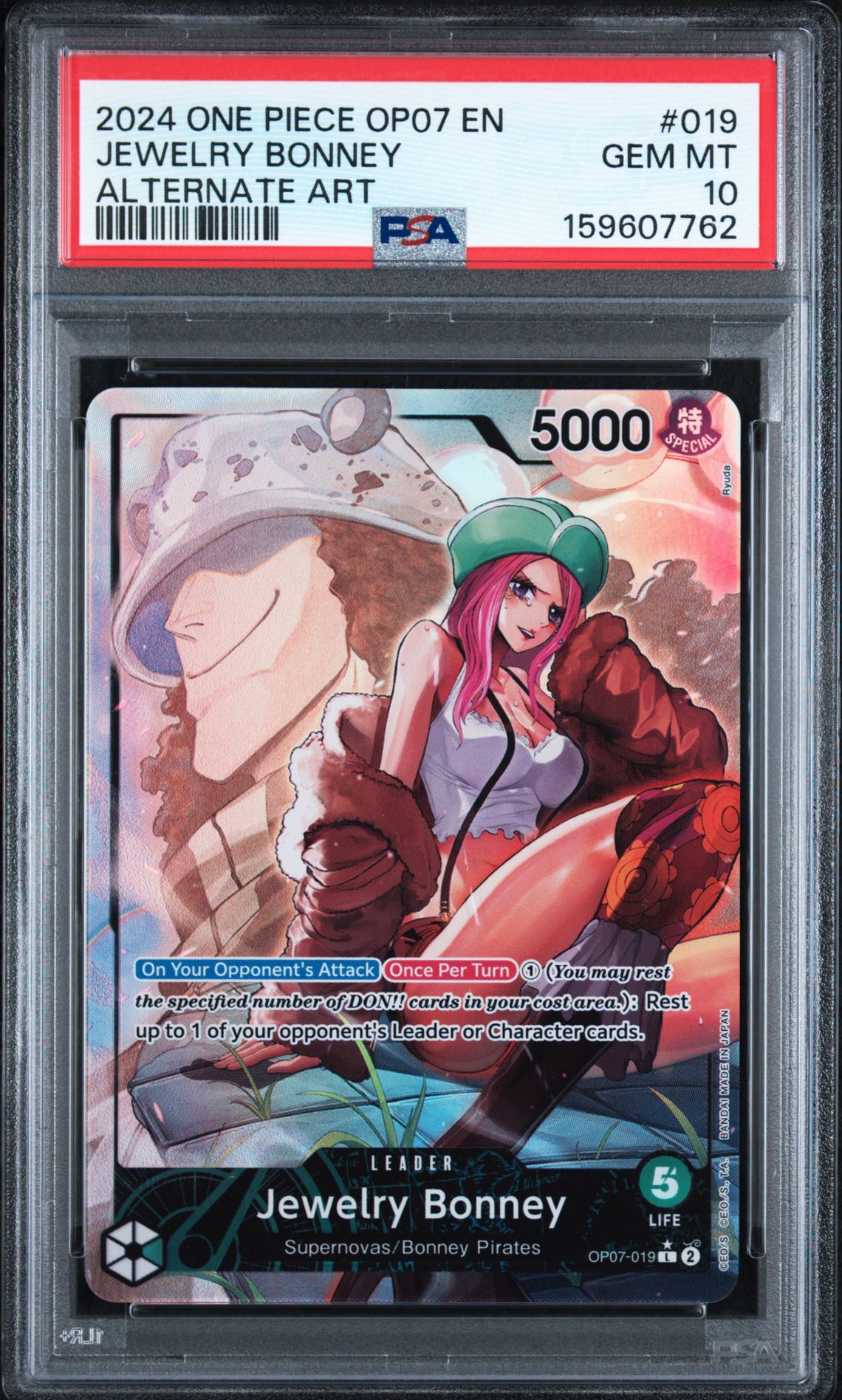 2024 One Piece Op07-500 Years In The Future Jewelry Bonney #019 (Alternate Art) Gem Mt 10 front